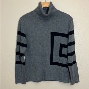 Avalin Gray Black Geometric Shape Turtleneck Sweater